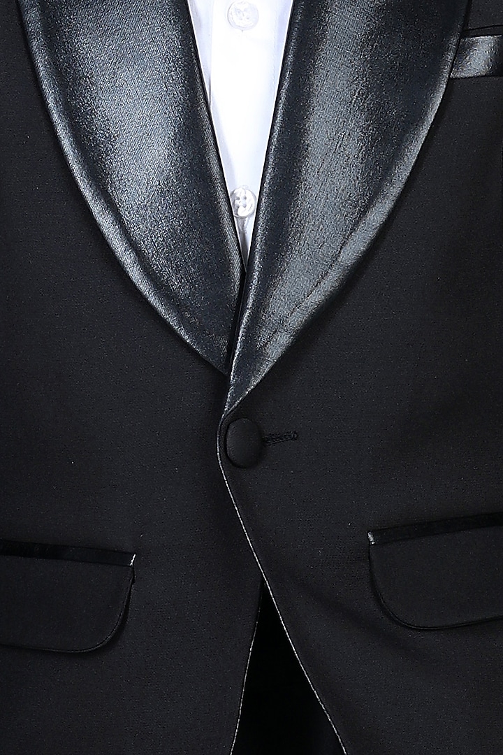 Black Imported Crepe Tuxedo Set For Boys by The Little celebs at Pernia's Pop Up Shop