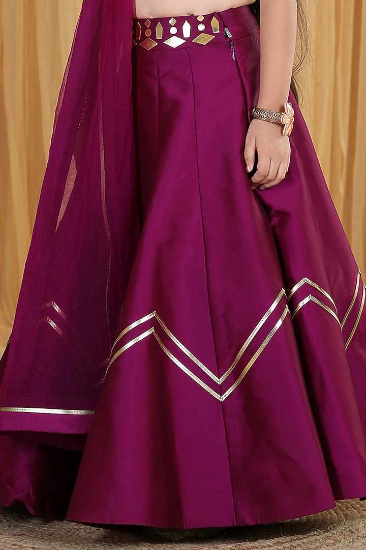Mauve Silk Lehenga Set For Girls by The Little celebs at Pernia's Pop Up Shop