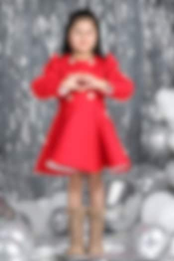 Red Imported Crepe A-Line Coat Dress For Girls by The Little celebs at Pernia's Pop Up Shop