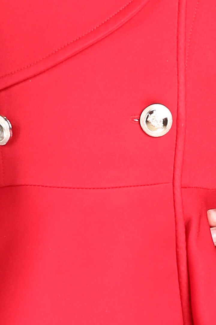 Red Imported Crepe A-Line Coat Dress For Girls by The Little celebs at Pernia's Pop Up Shop