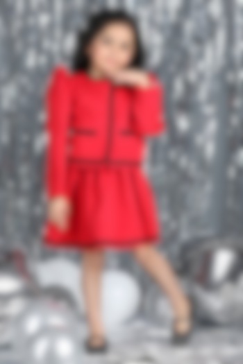 Red Imported Crepe Co-Ord Set For Girls by The Little celebs at Pernia's Pop Up Shop