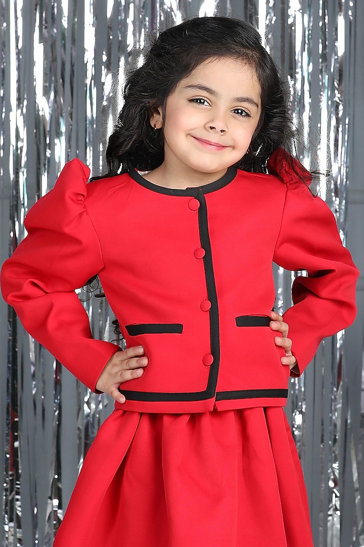 Red Imported Crepe Co-Ord Set For Girls by The Little celebs at Pernia's Pop Up Shop