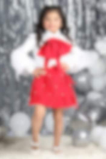 White & Red Imported Crepe Co-Ord Set For Girls by The Little celebs at Pernia's Pop Up Shop