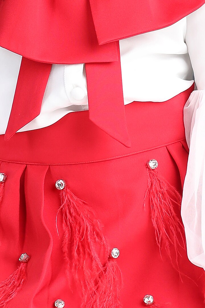White & Red Imported Crepe Co-Ord Set For Girls by The Little celebs at Pernia's Pop Up Shop