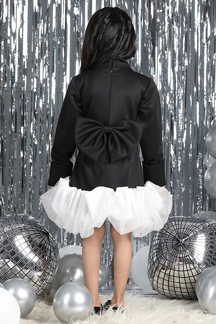 Black Neoprene Stone Work Dress For Girls by The Little celebs at Pernia's Pop Up Shop