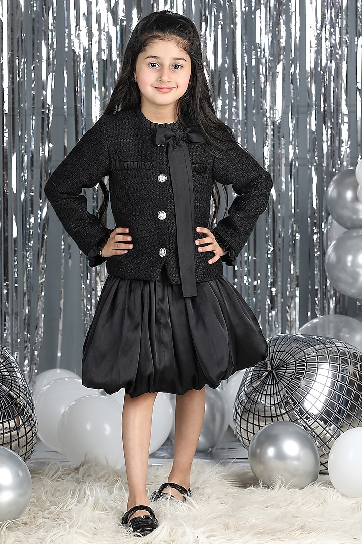 Black Tweed & Satin Co-Ord Set For Girls by The Little celebs at Pernia's Pop Up Shop