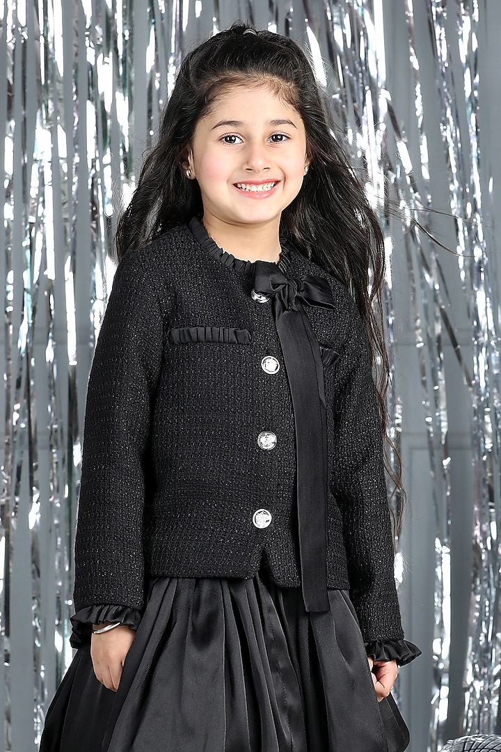 Black Tweed & Satin Co-Ord Set For Girls by The Little celebs at Pernia's Pop Up Shop