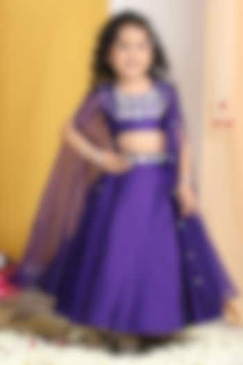 Purple Silk & Organza Jacket Lehenga Set For Girls by The Little celebs at Pernia's Pop Up Shop