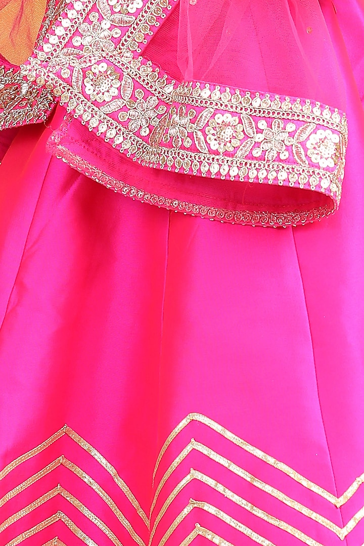 Pink Silk Zari Embroidered Lehenga Set For Girls by The Little celebs at Pernia's Pop Up Shop