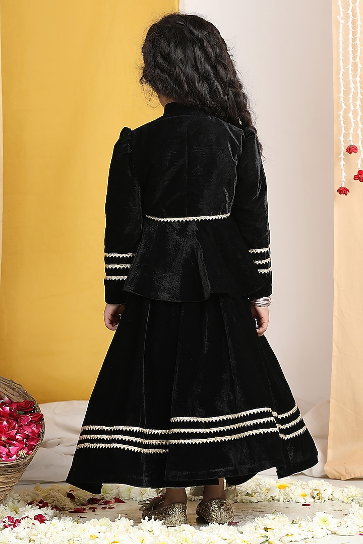 Black Velvet Gota Work Lehenga Set For Girls by The Little celebs at Pernia's Pop Up Shop