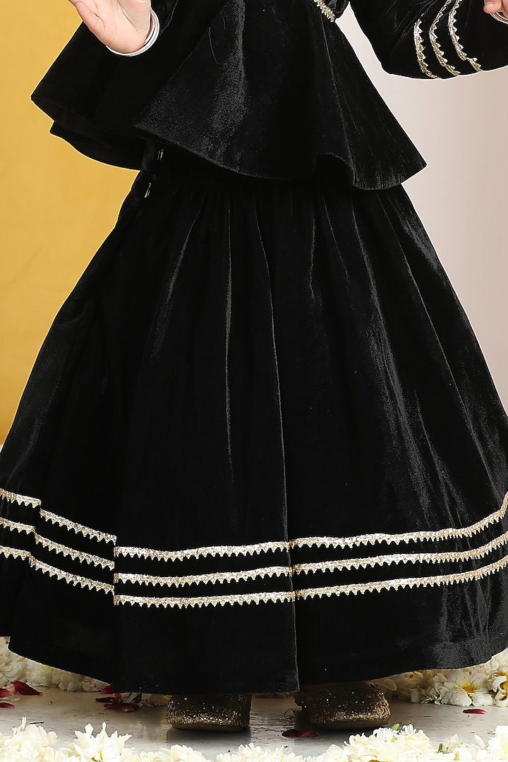 Black Velvet Gota Work Lehenga Set For Girls by The Little celebs at Pernia's Pop Up Shop