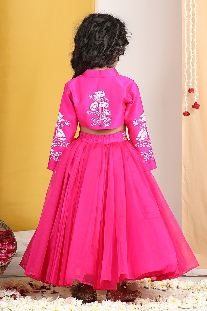 Pink Net Flared Lehenga Set For Girls by The Little celebs at Pernia's Pop Up Shop