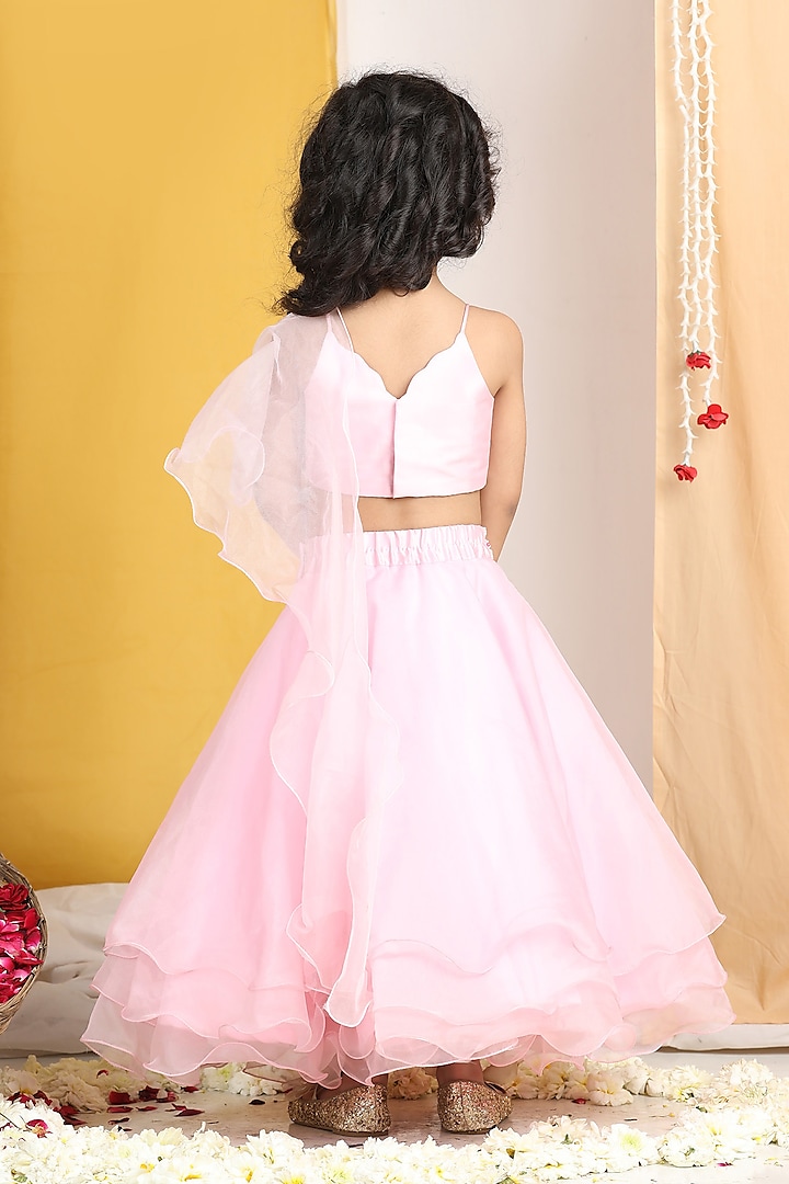 Pink Organza Lehenga Set For Girls by The Little celebs at Pernia's Pop Up Shop