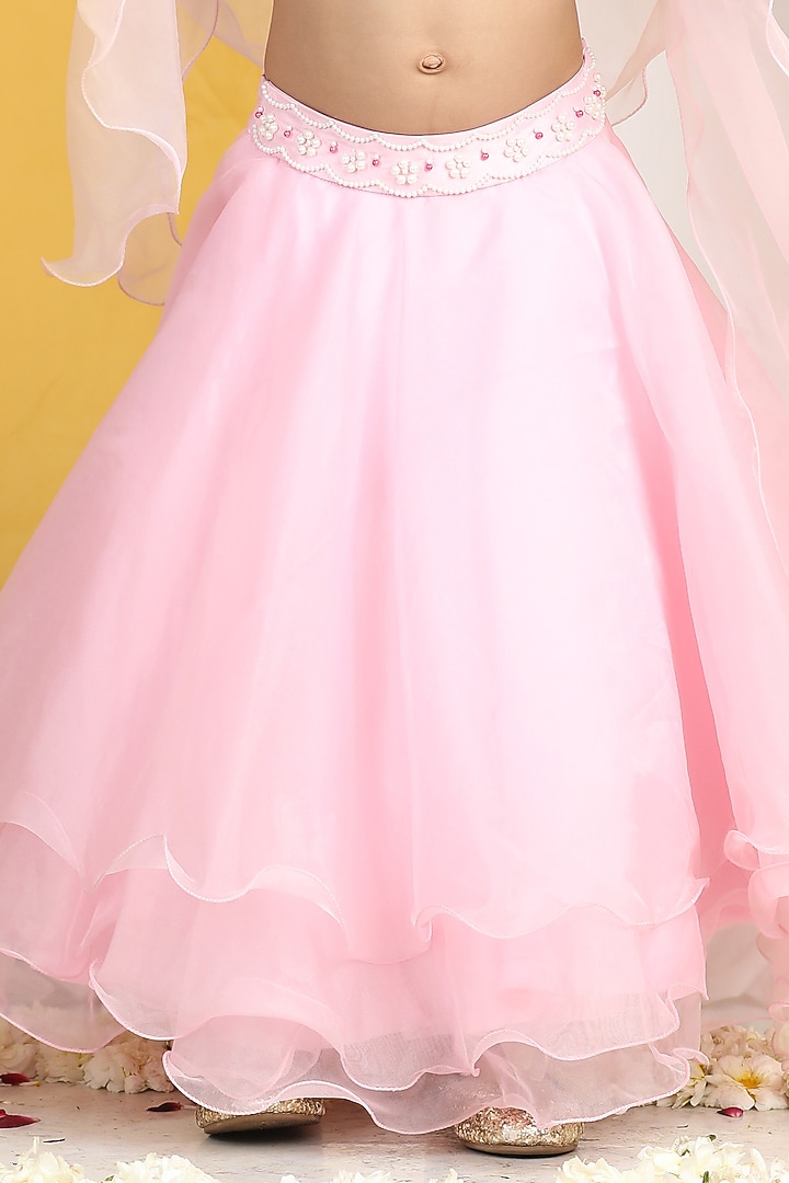 Pink Organza Lehenga Set For Girls by The Little celebs at Pernia's Pop Up Shop