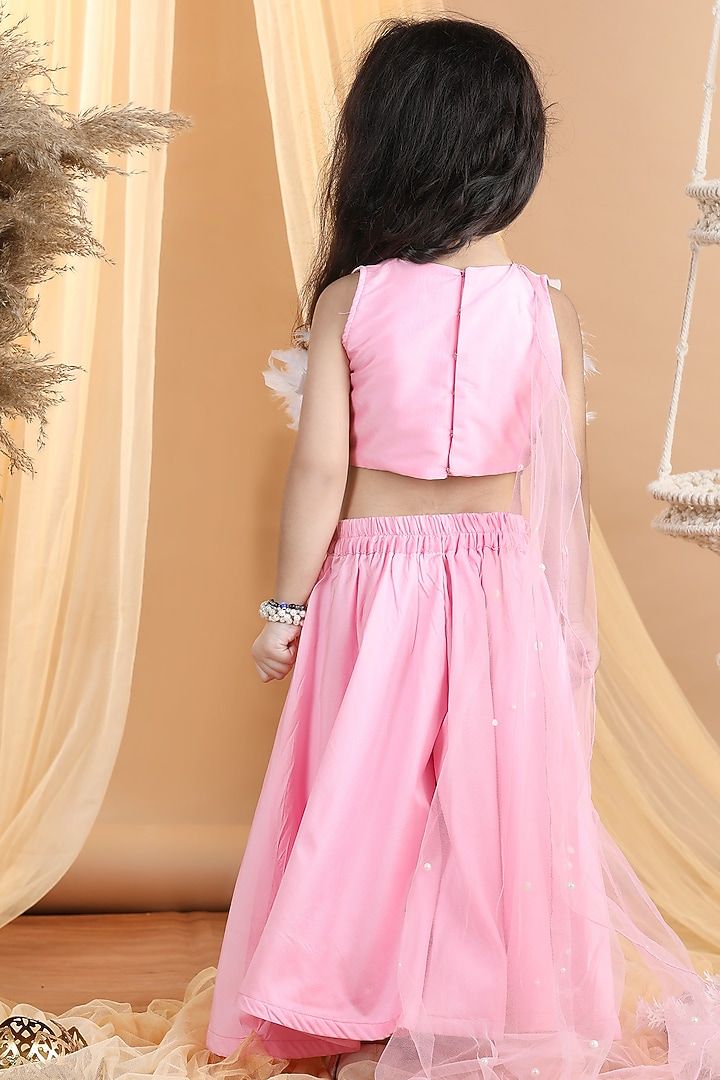 Baby Pink Silk Hand Embroidered Co-Ord Set For Girls by The Little celebs at Pernia's Pop Up Shop