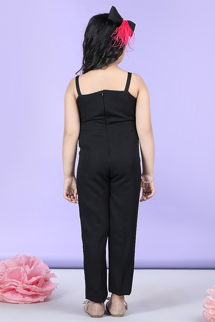 Black Imported Crepe Embellished Jumpsuit For Girls by The Little celebs at Pernia's Pop Up Shop