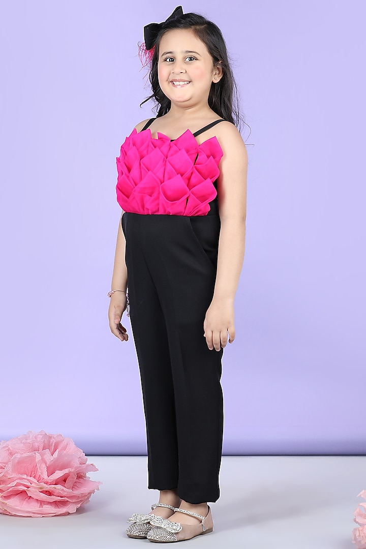 Black Imported Crepe Embellished Jumpsuit For Girls by The Little celebs at Pernia's Pop Up Shop