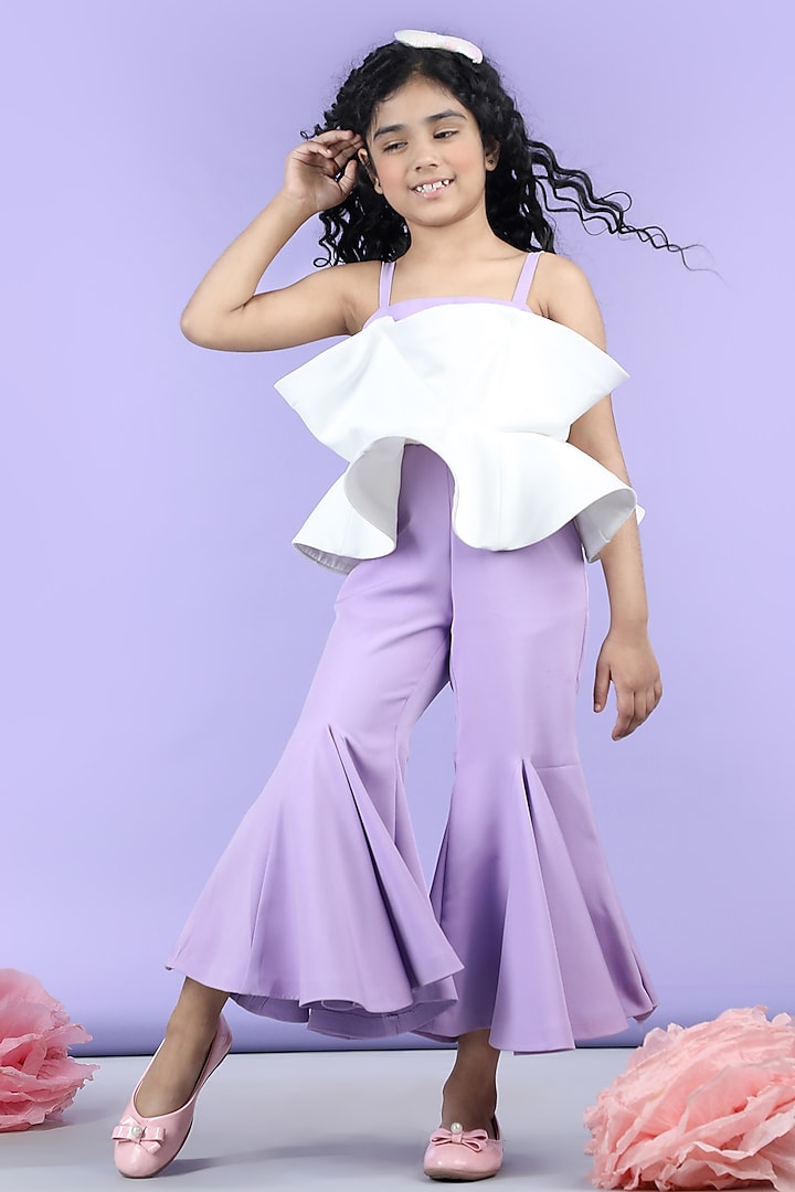 Lilac Imported Crepe Jumpsuit For Girls by The Little celebs