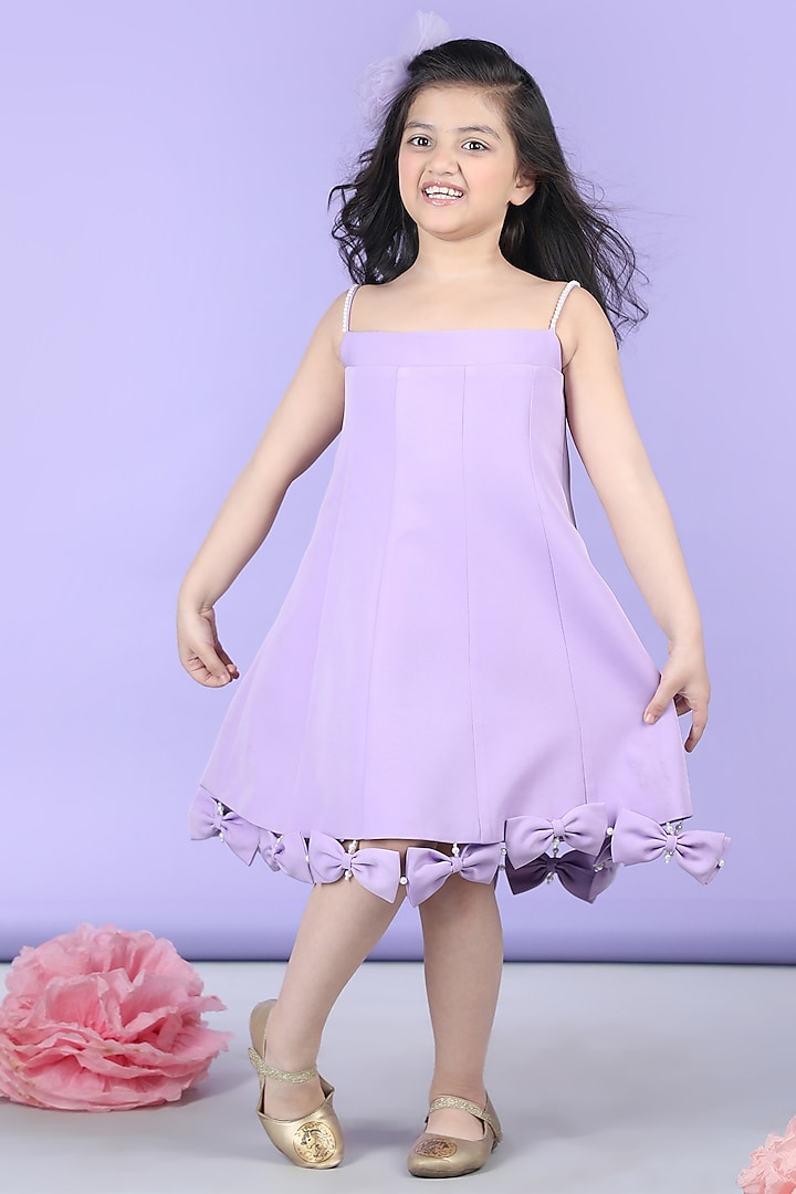 Lilac Imported Crepe Embellished A-Line Dress For Girls by The Little celebs at Pernia's Pop Up Shop