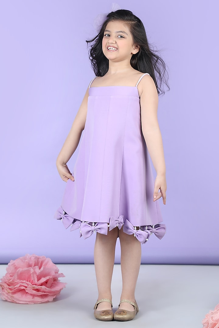 Lilac Imported Crepe Embellished A-Line Dress For Girls by The Little celebs at Pernia's Pop Up Shop