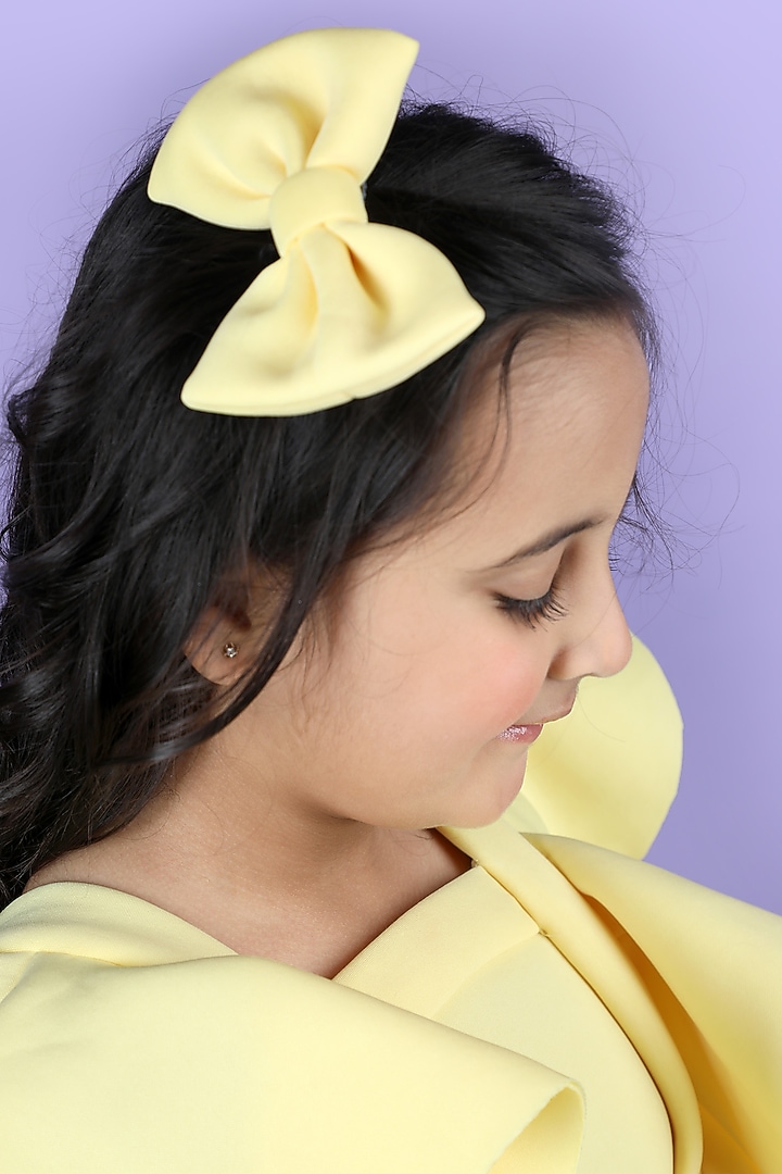 Yellow Scuba Embellished A-Line Dress For Girls by The Little celebs at Pernia's Pop Up Shop