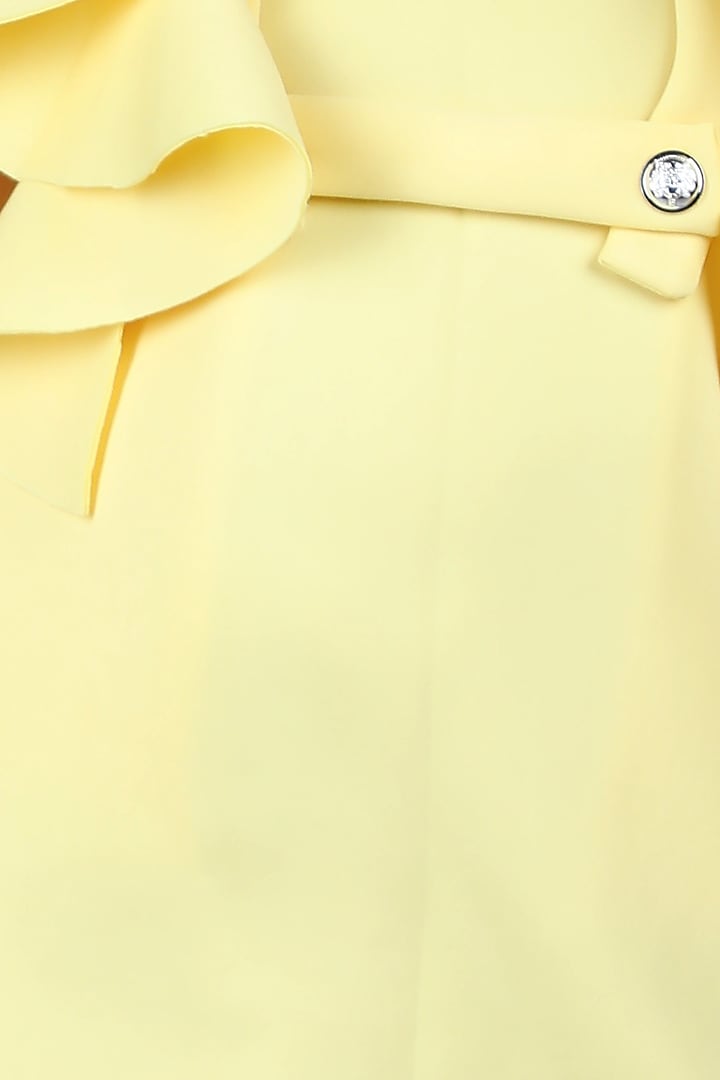 Yellow Scuba Embellished A-Line Dress For Girls by The Little celebs at Pernia's Pop Up Shop