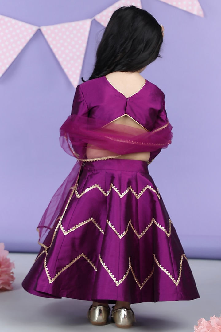 Purple Silk Gota Embroidered Lehenga Set For Girls by The Little celebs at Pernia's Pop Up Shop