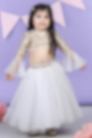 White Silk & Net Lehenga Set For Girls by The Little celebs at Pernia's Pop Up Shop