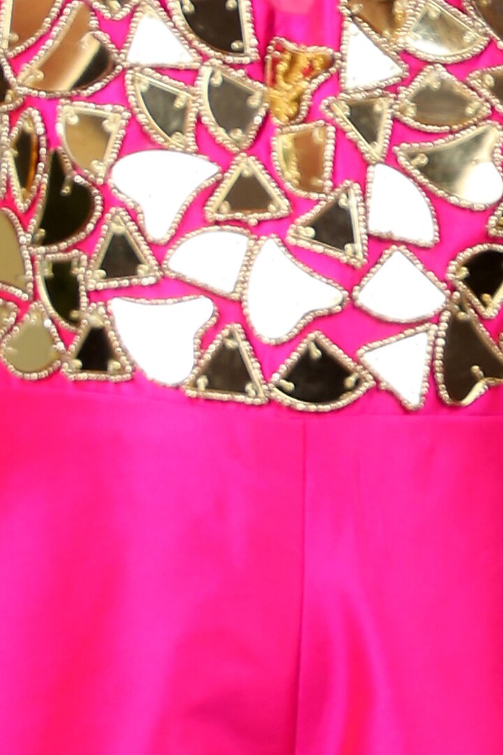 Baby Pink Silk Embellished Dress For Girls by The Little celebs at Pernia's Pop Up Shop