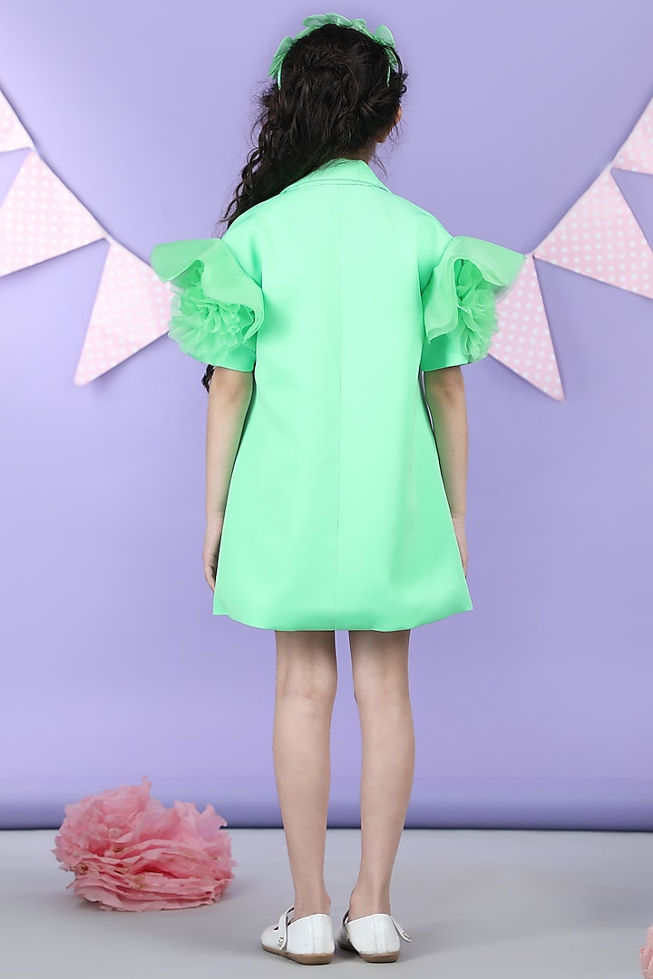 Mint Green Imported Crepe Coat Dress For Girls by The Little celebs at Pernia's Pop Up Shop