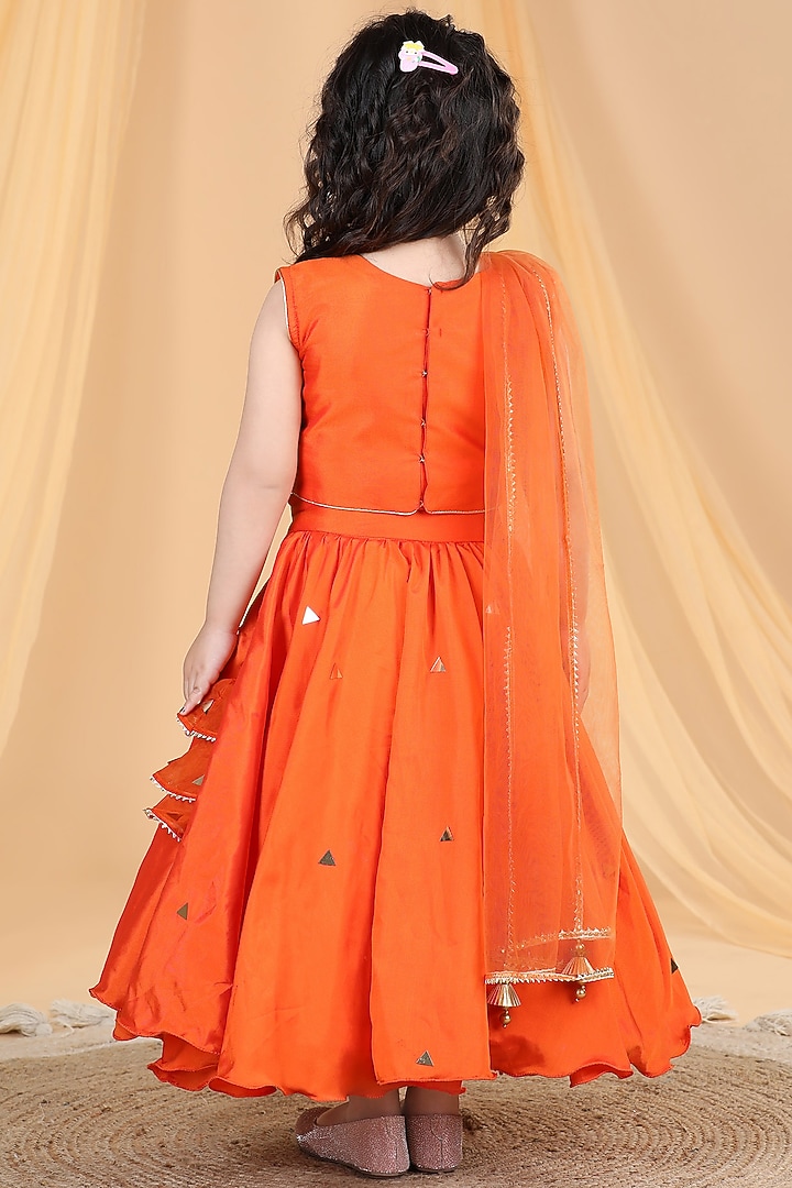 Orange Silk Lehenga Set For Girls by The Little celebs at Pernia's Pop Up Shop