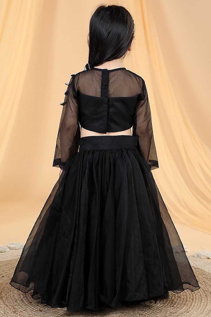 Black Organza Lehenga Set For Girls by The Little celebs at Pernia's Pop Up Shop