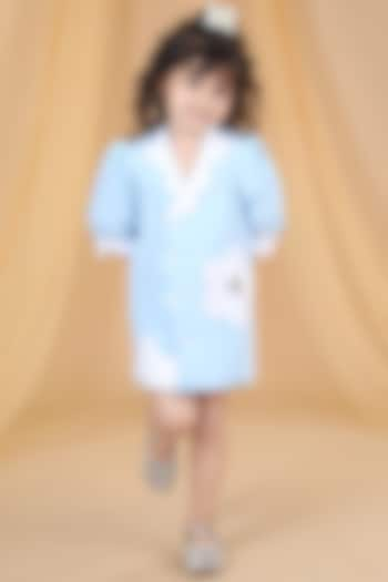 Ice Blue Imported Crepe Embroidered Coat Dress For Girls by The Little celebs at Pernia's Pop Up Shop