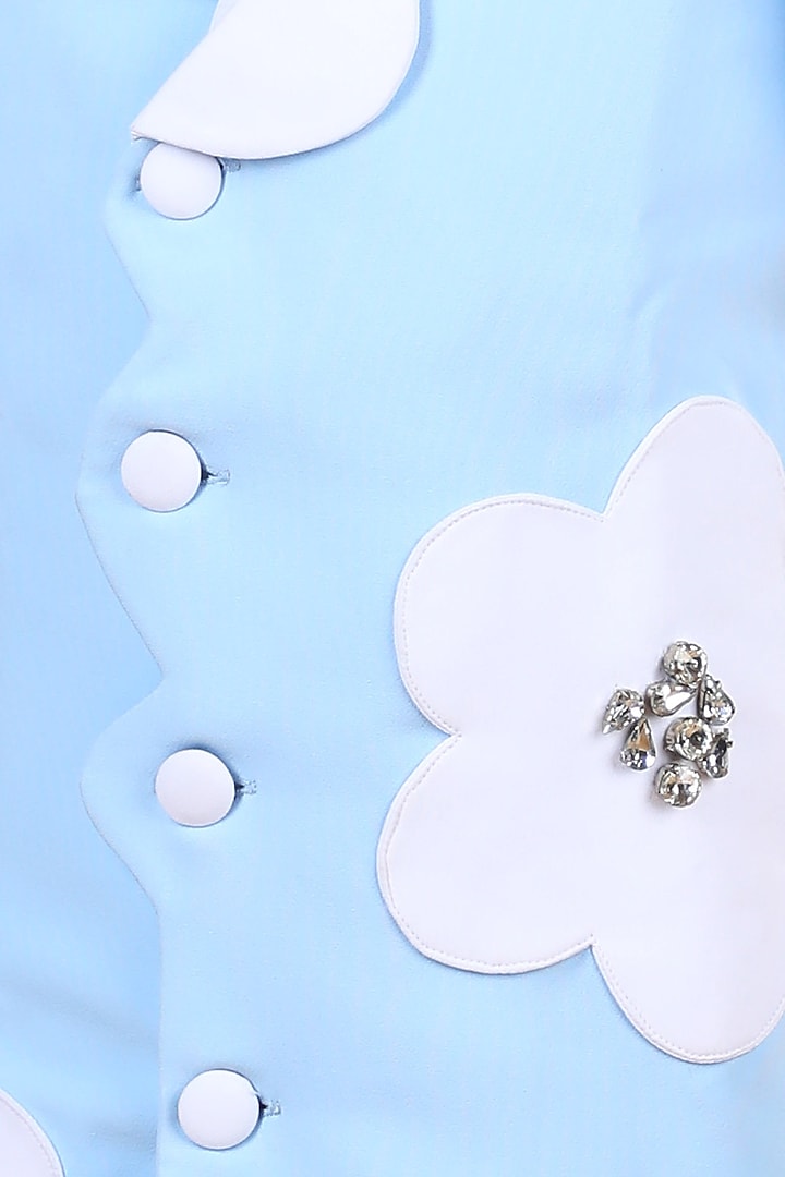 Ice Blue Imported Crepe Embroidered Coat Dress For Girls by The Little celebs at Pernia's Pop Up Shop
