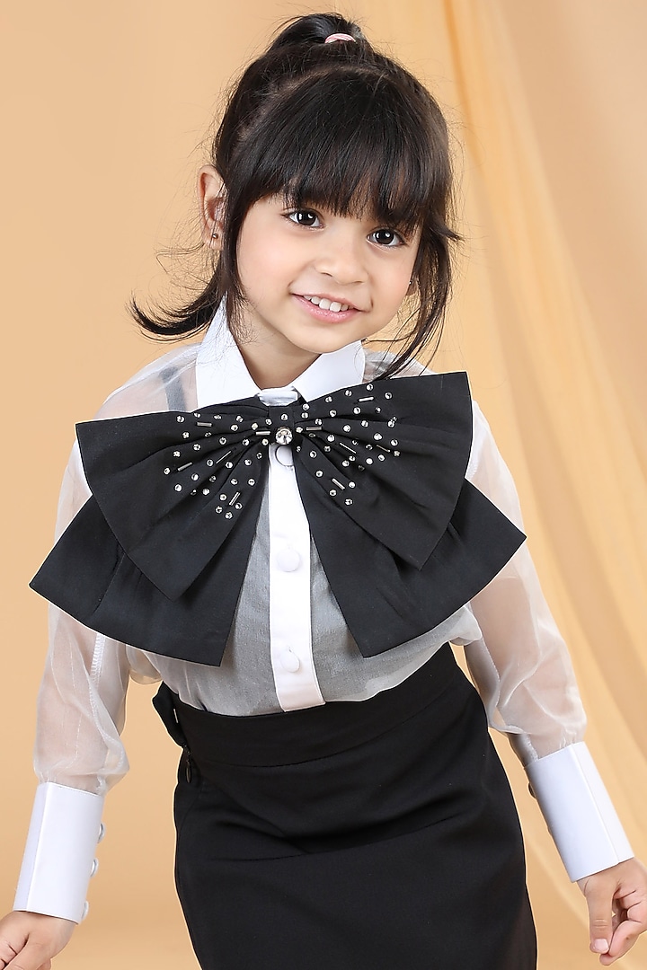 Black Organza & Imported Crepe Skirt Set For Girls by The Little celebs at Pernia's Pop Up Shop