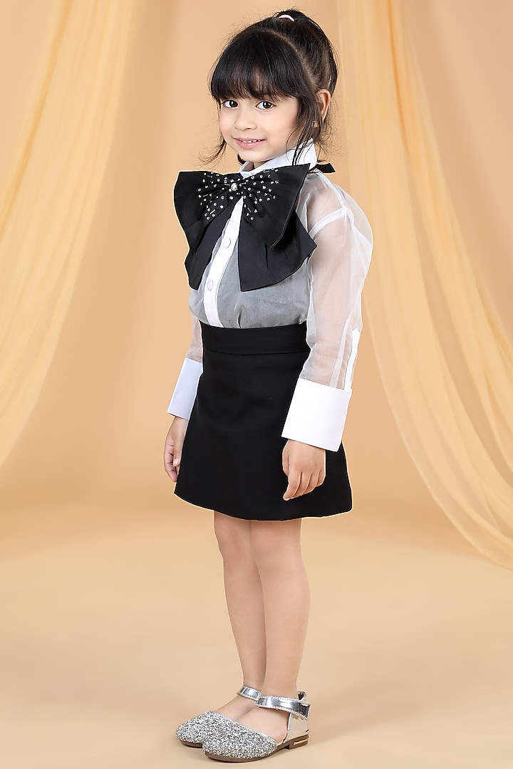 Black Organza & Imported Crepe Skirt Set For Girls by The Little celebs at Pernia's Pop Up Shop