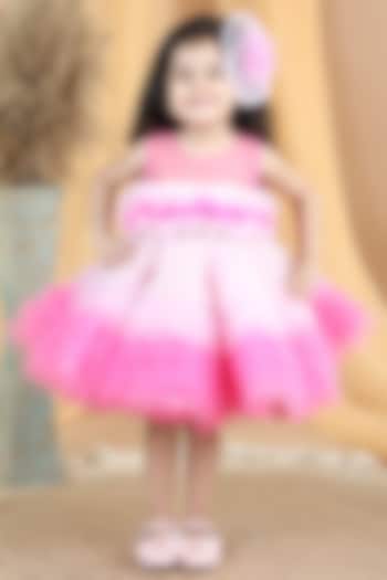 Pink Ombre Net Ruffled Dress For Girls by The Little celebs