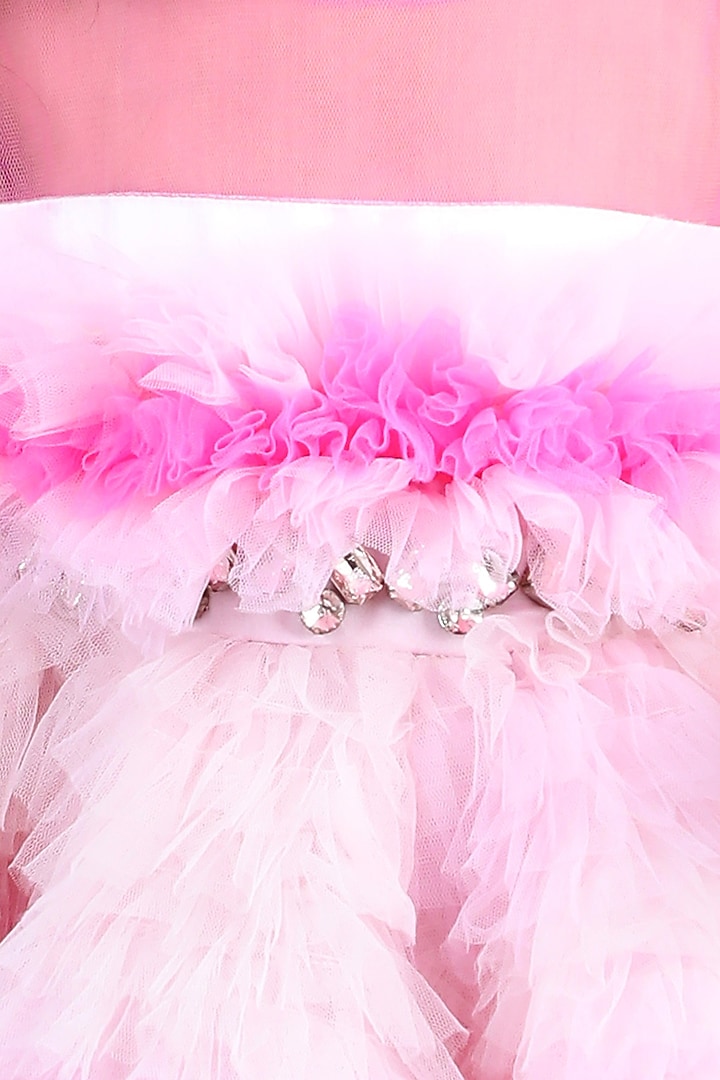 Pink Ombre Net Ruffled Dress For Girls by The Little celebs at Pernia's Pop Up Shop