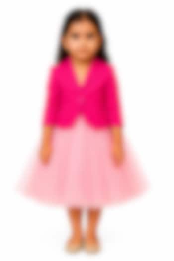 Pink Japanese Crepe & Net Flared Skirt Set by The Little celebs at Pernia's Pop Up Shop