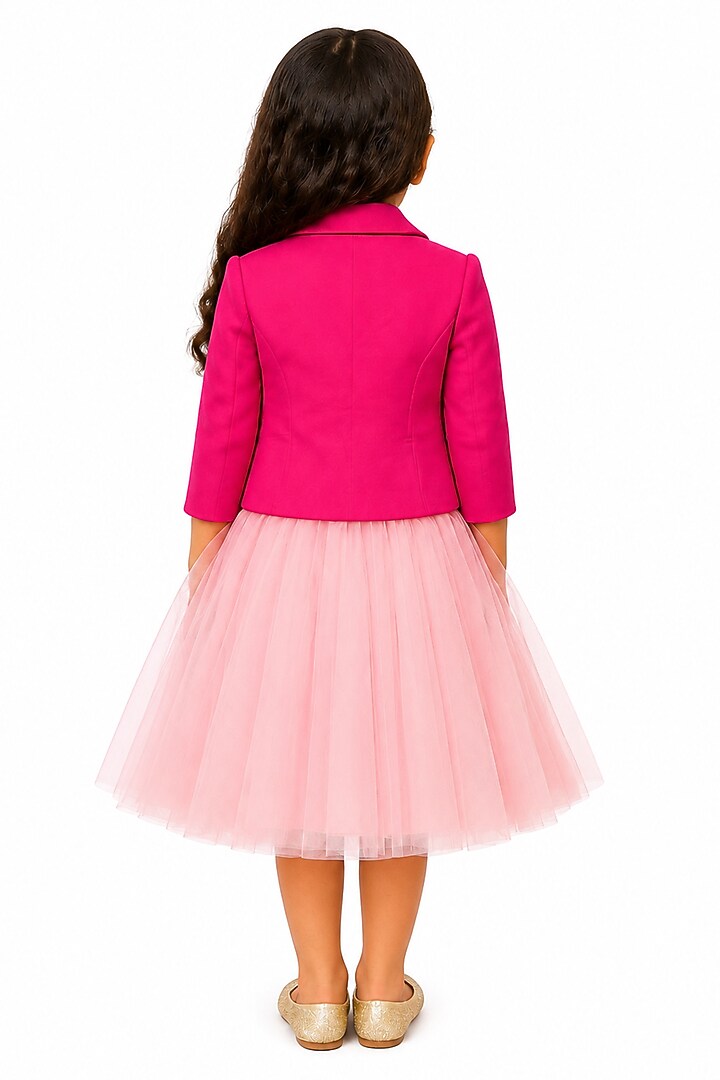 Pink Japanese Crepe & Net Flared Skirt Set by The Little celebs at Pernia's Pop Up Shop