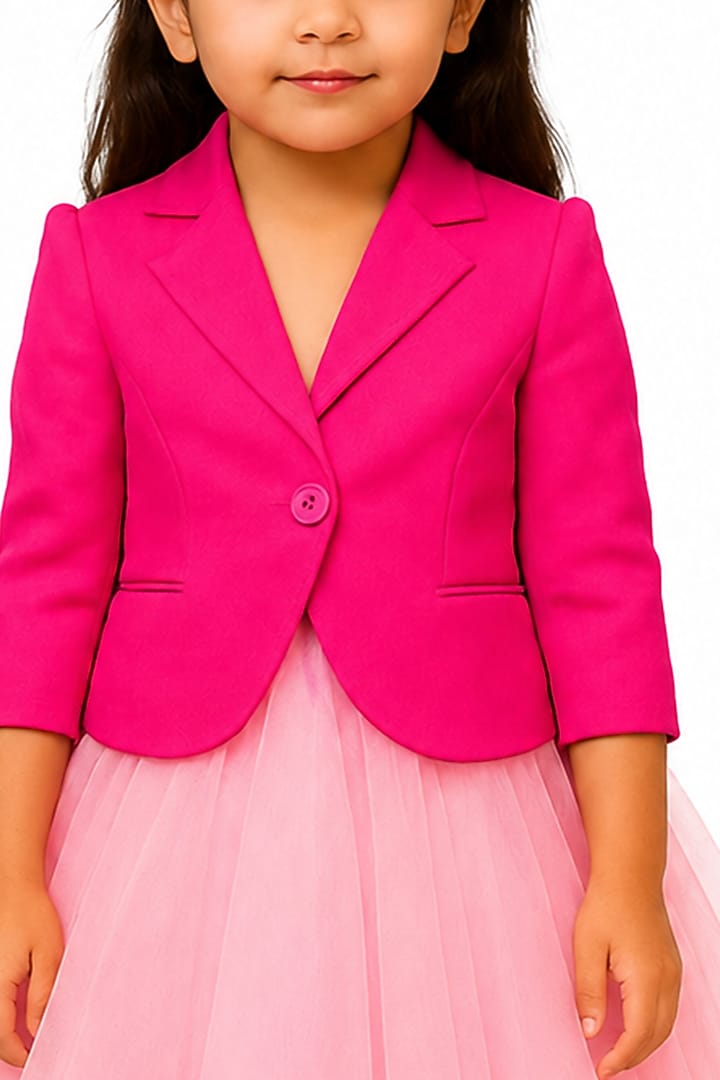 Pink Japanese Crepe & Net Flared Skirt Set by The Little celebs at Pernia's Pop Up Shop