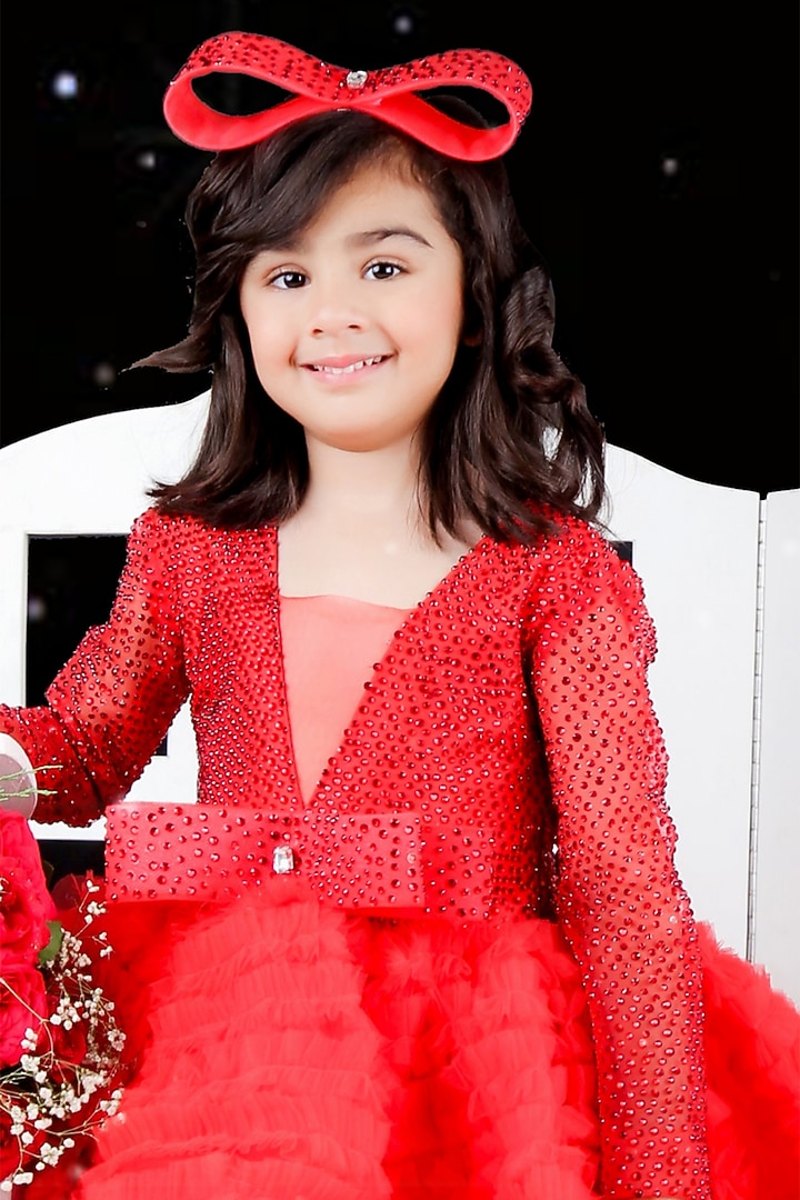 Red Net Dress For Girls by The Little celebs at Pernia's Pop Up Shop