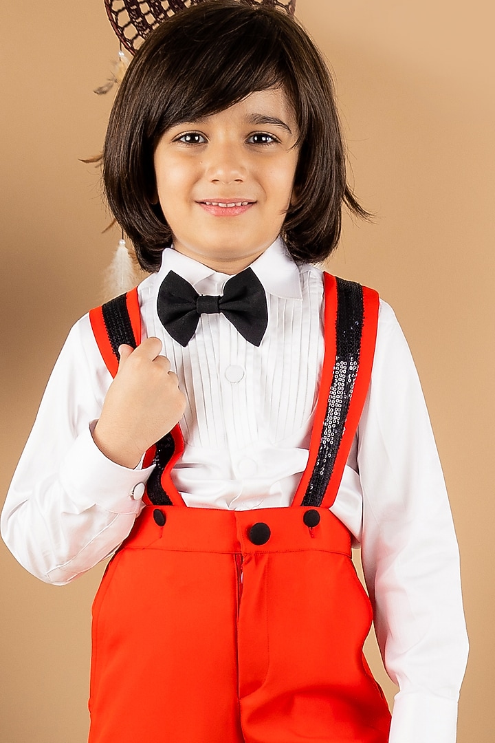 Red Imported Lycra Pant Set For Boys by The Little celebs at Pernia's Pop Up Shop