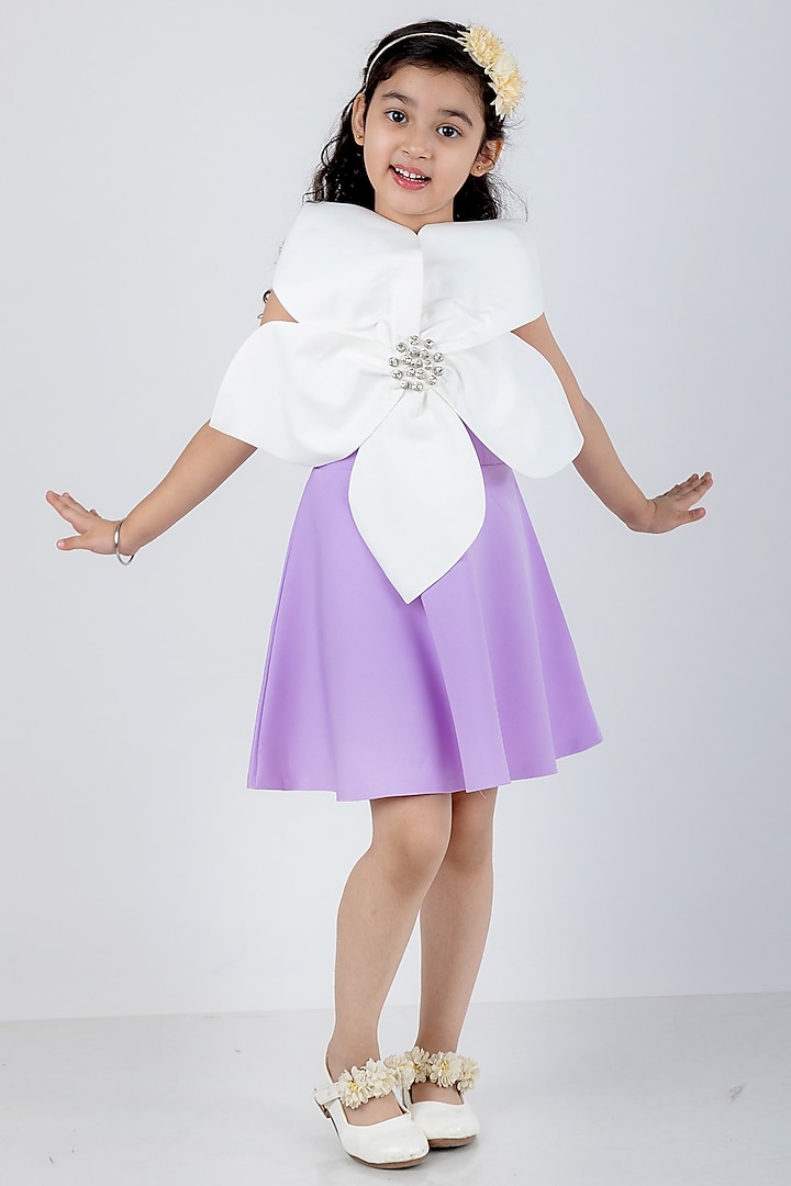 Lilac A-Line Dress For Girls by The Little celebs