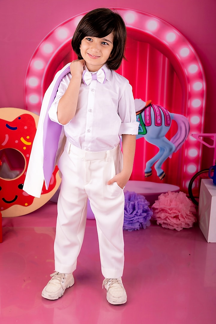 White Imported Lycra Suit For Boys by The Little celebs at Pernia's Pop Up Shop