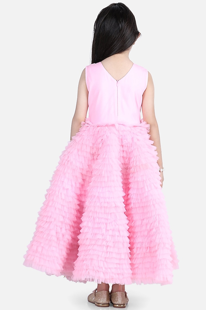 Pink Embroidered Dress For Girls by The Little celebs at Pernia's Pop Up Shop