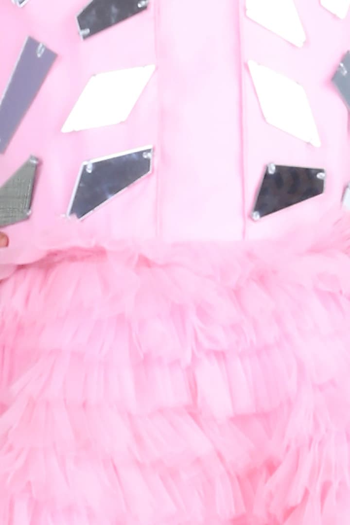 Pink Embroidered Dress For Girls by The Little celebs at Pernia's Pop Up Shop