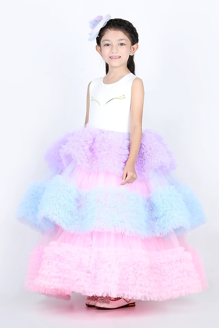 Multi-Colored Embroidered Dress For Girls by The Little celebs at Pernia's Pop Up Shop
