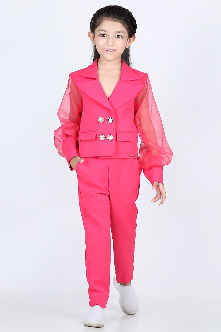 Hot Pink Imported Lycra Pant Set For Girls by The Little celebs at Pernia's Pop Up Shop