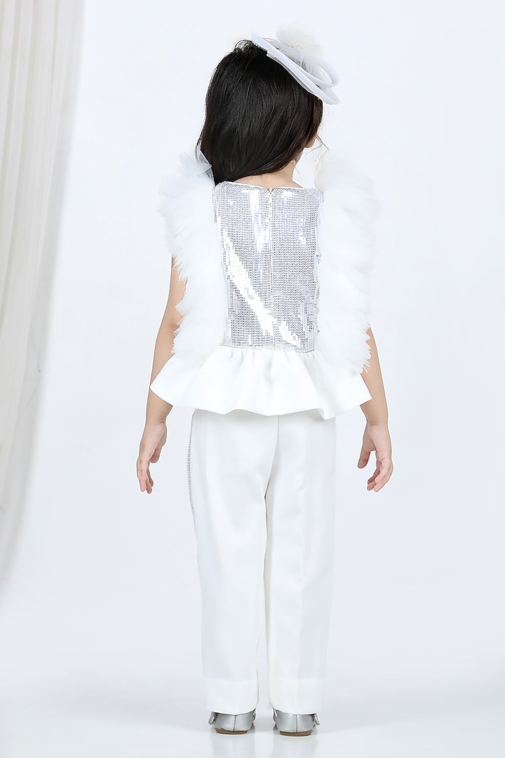 White Sequins Pant Set For Girls by The Little celebs at Pernia's Pop Up Shop